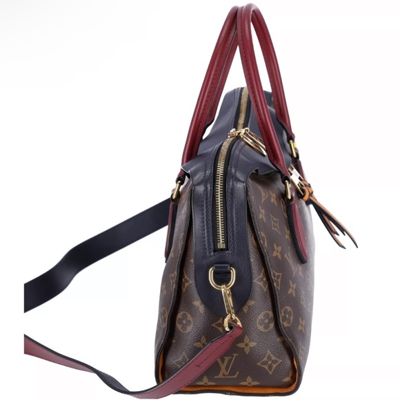 Louis Vuitton Tuileries Monogram Canvas Satchel Shoulder Bag Brown Blue - Picture 5 of 12